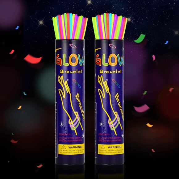 200 Glow Sticks Bulk Party Supplies, 8” Glow in the Dark Sticks Party Favors for - Picture 1 of 7